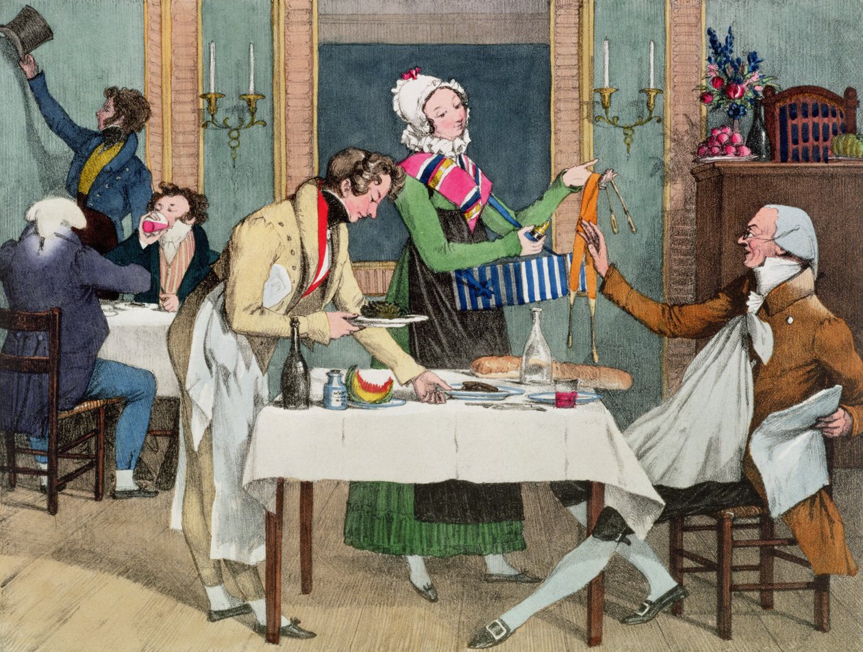 Le Restaurant, hospoda. Rodwell a Martin, 1820 od John James Chalon