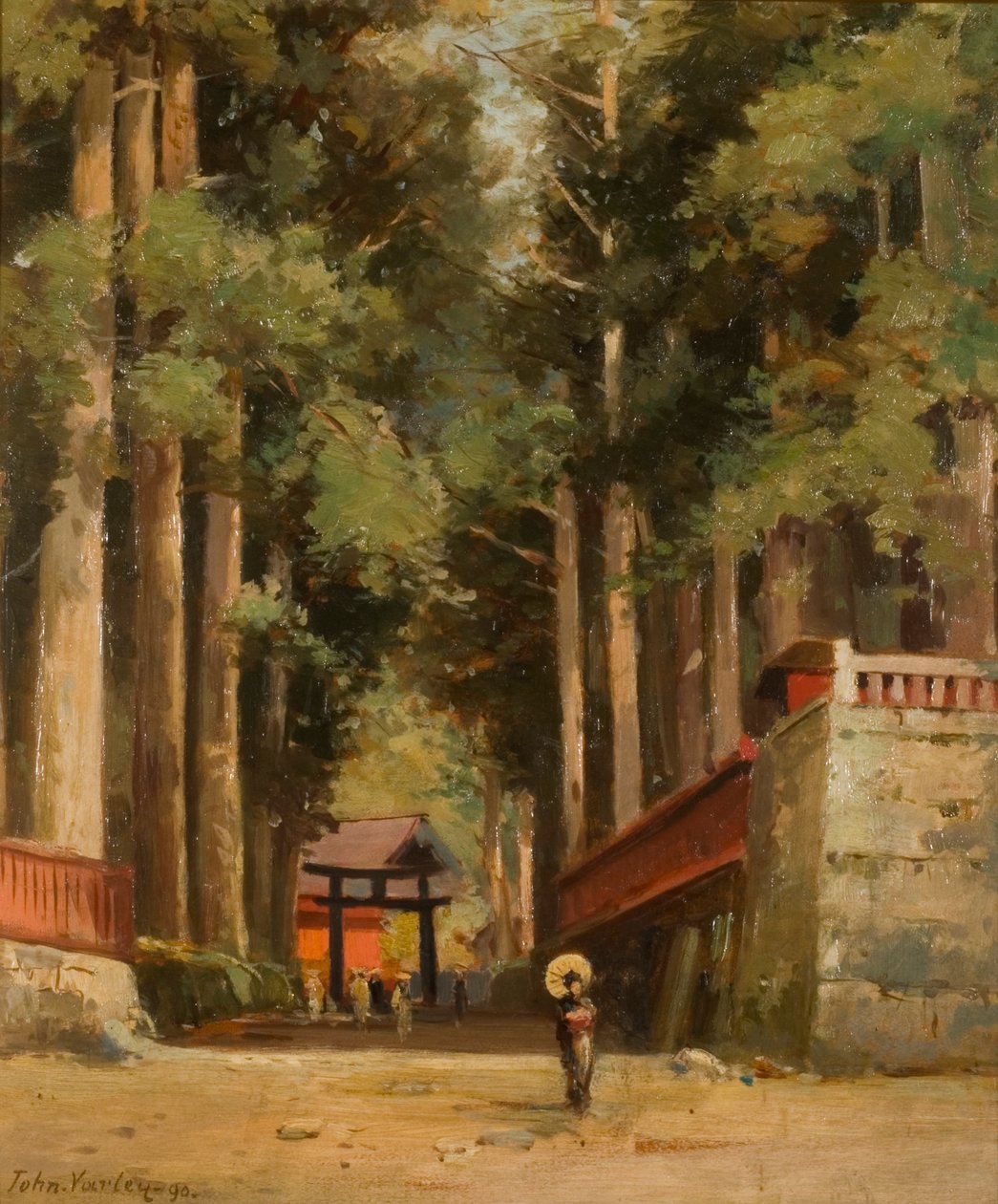 Avenue of Cryptomeria vedoucí k chrámu Fiaharadžinshu, Nikko, Japonsko, 1890 od John Jnr. Varley