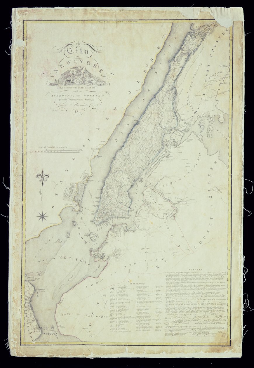 Mapa města New York podle návrhu komisařů, 1814 od John Jr. Randel