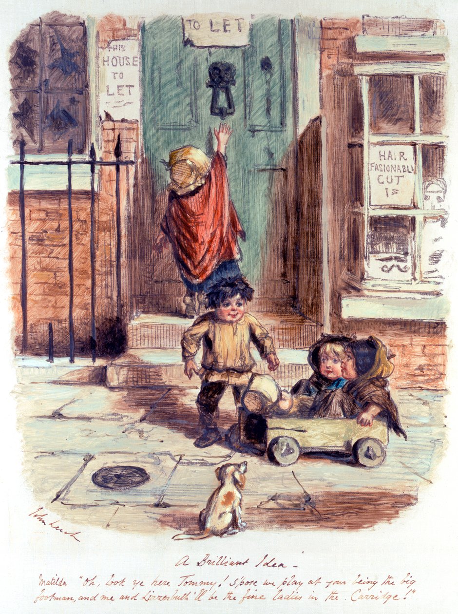 Skvělý nápad (pero a barevný inkoust na papíře) od John Leech