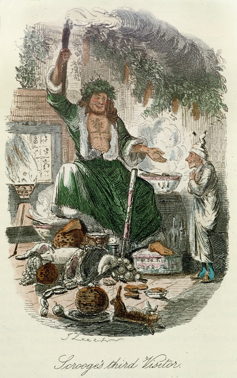 Scroogeův třetí návštěvník z Dickensovy Vánoční koledy od John Leech