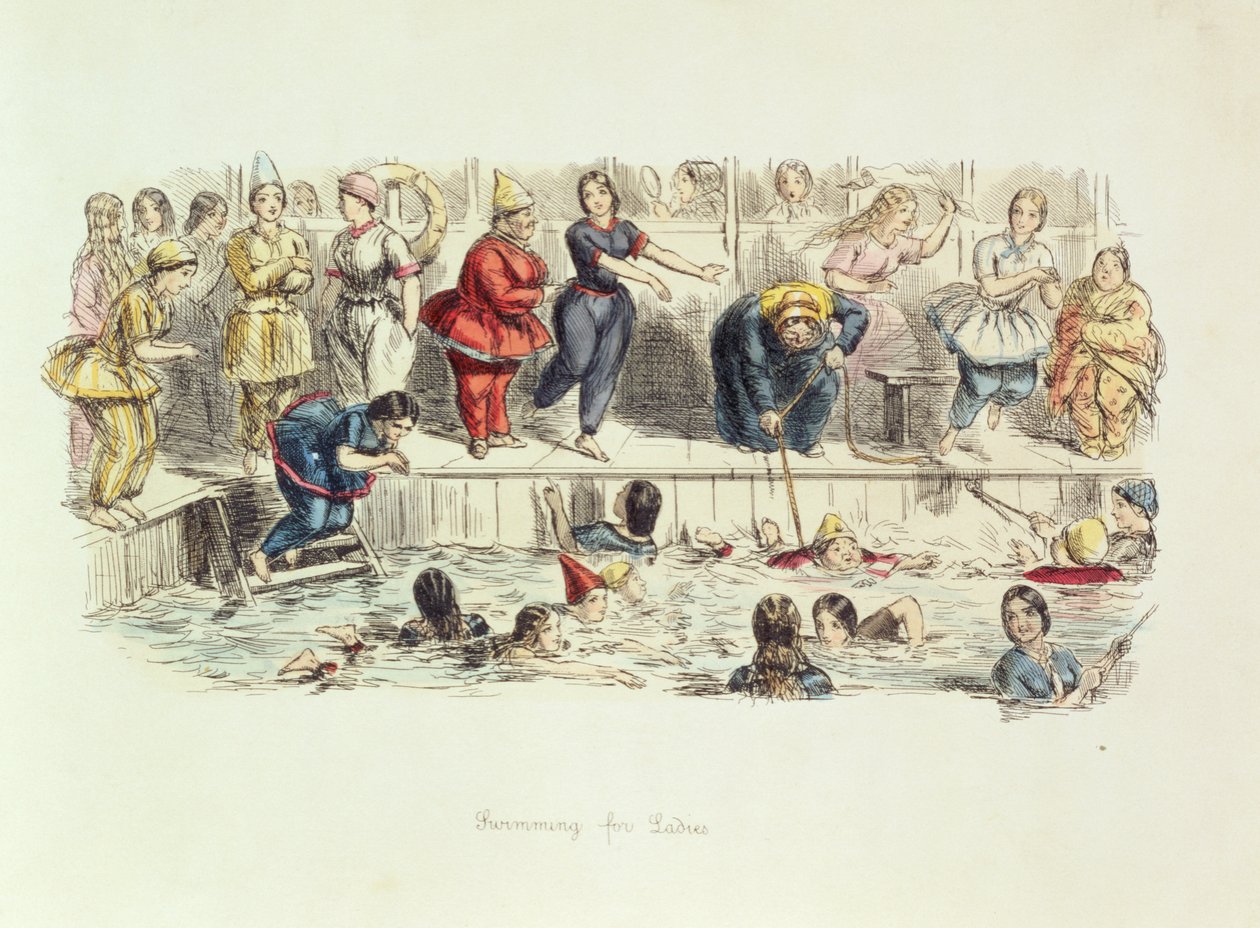 Plavání pro dámy, 1844 od John Leech
