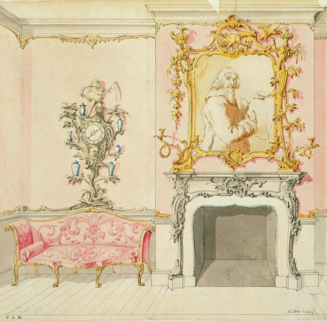 Návrh interiéru salonu, 1755-60 od John Linnell