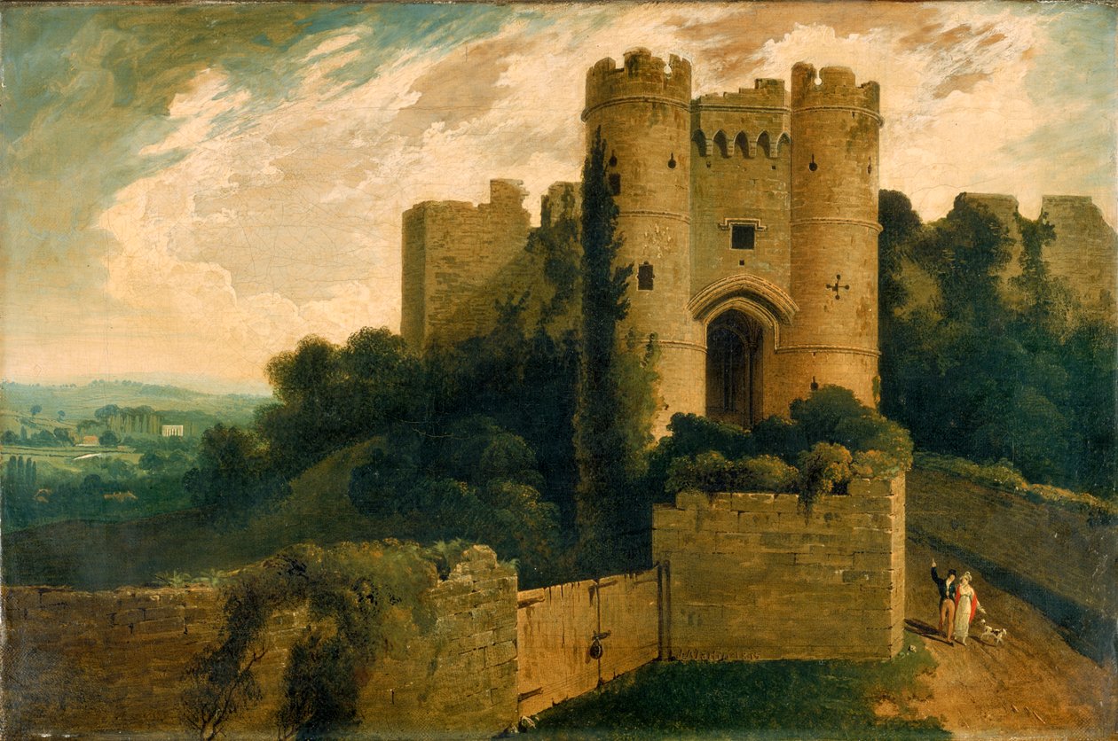 Pohled na vchod do hradu Carisbrooke, Isle of Wight, 1815 od John Martin