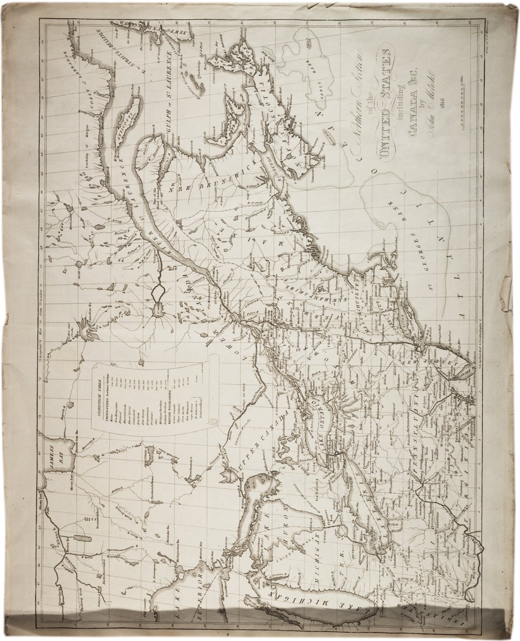 Mapa Spojených států, 1816 od John Melish