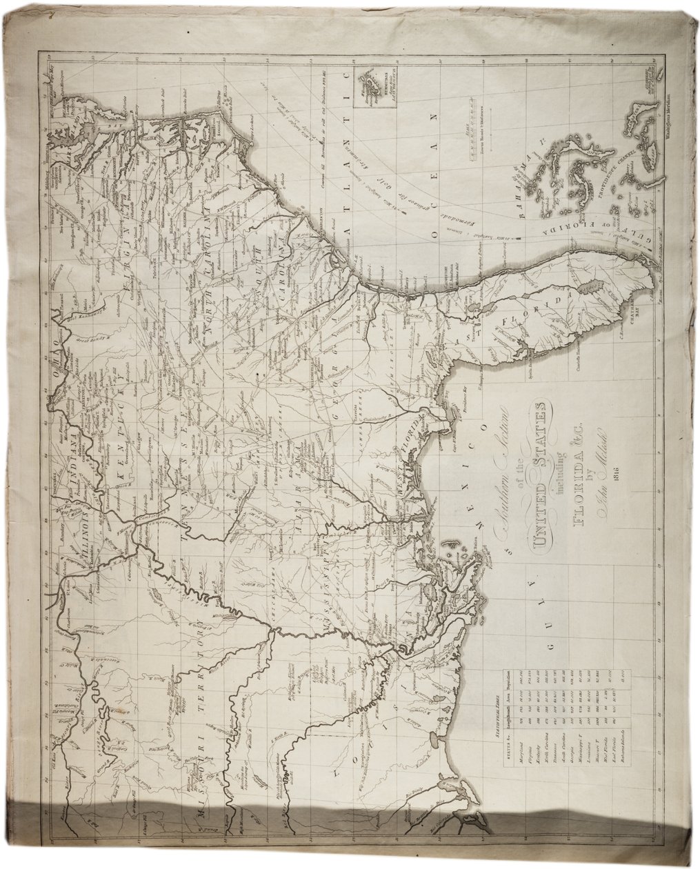 Mapa Spojených států, 1816 od John Melish