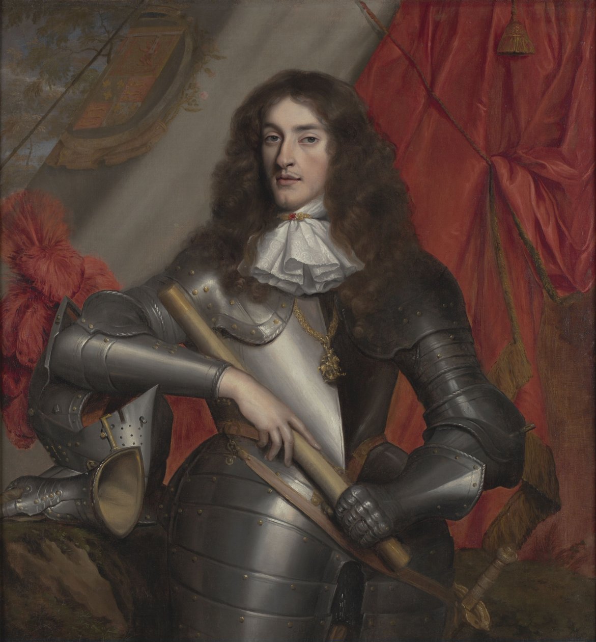 Portrét krále Jakuba II a VII v brnění jako vévoda z Yorku (1633-1701) od John Michael Wright