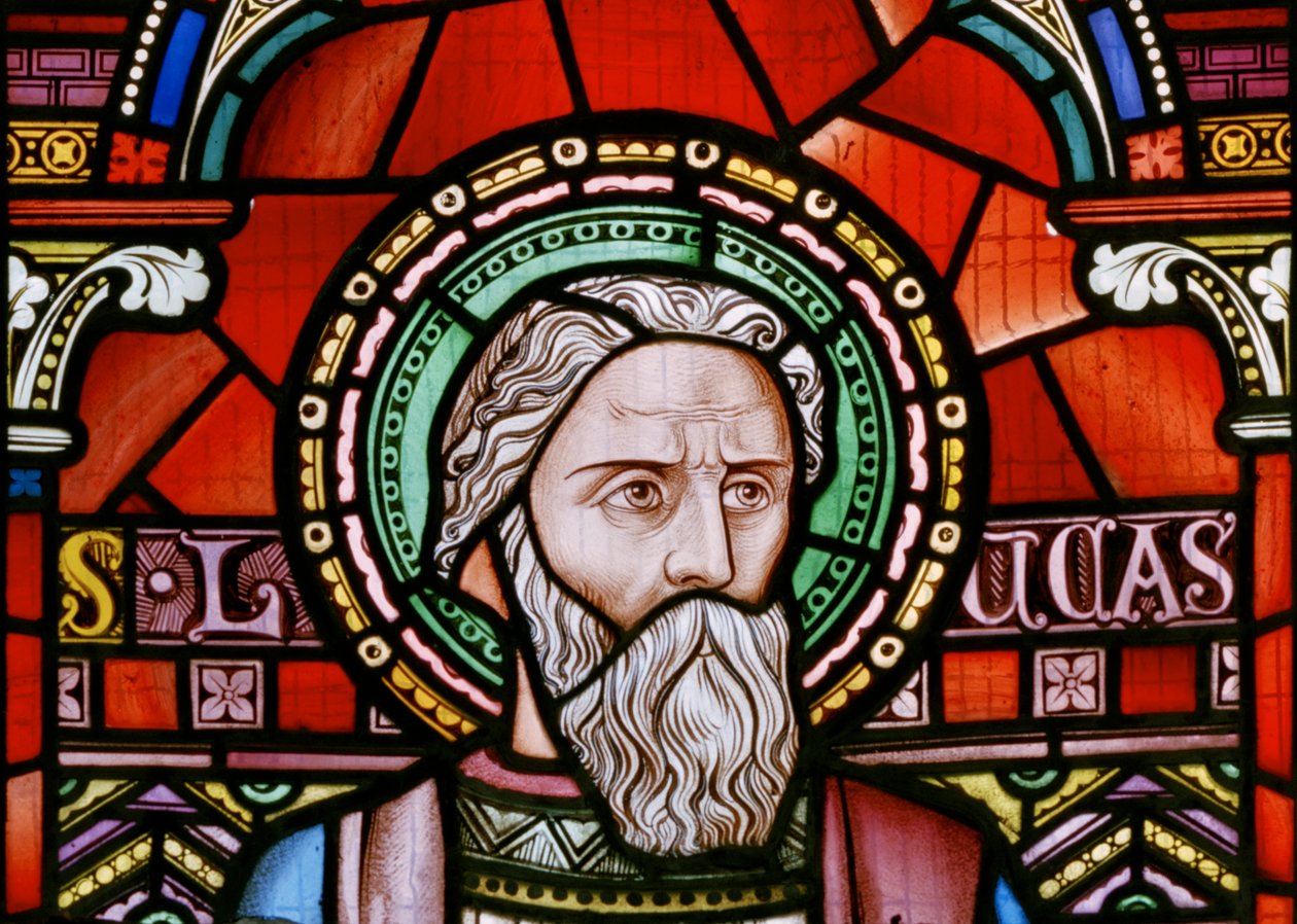 Crick, detail východního okna, Lavers & Barraud, John Millner Allen (1827-1902), St Luke, 1863 od John Millner Allen