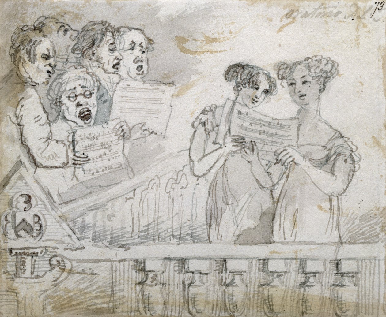 Oratorní představení v divadle Drury Lane, první část triptychu, 1814 (wc a inkoust) (viz také 84544-5) od John Nixon