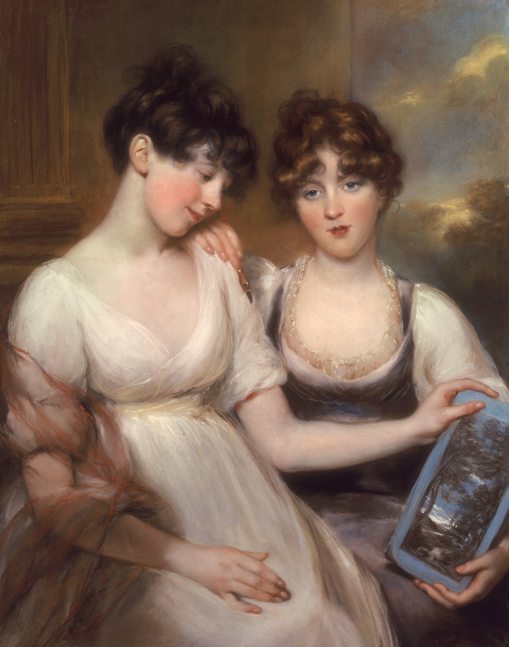 Portrét Anny a Marie Russellových, 1804 (barevné křídy a pastel) od John Russell