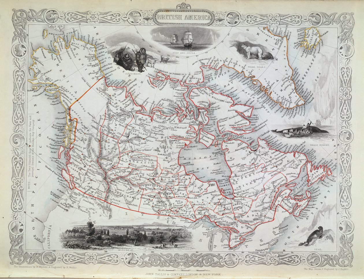 Mapa Britské Ameriky od John Rapkin