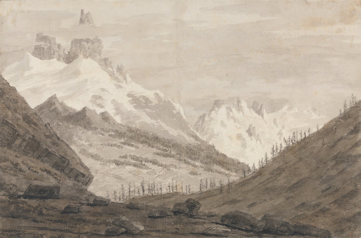 Mezi Chamonix a Martigny od John Robert Cozens