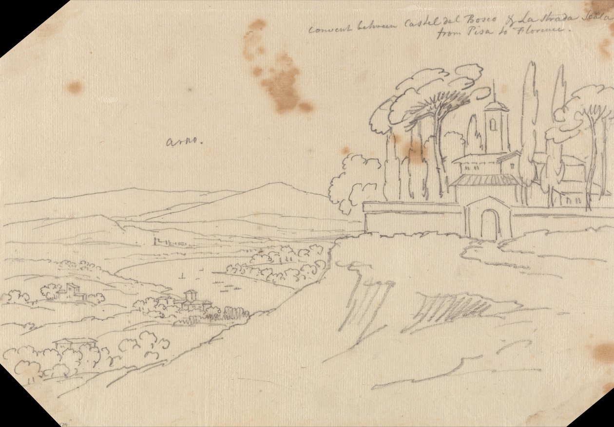 Klášter mezi Castel del Bosco a La Strada Scala od John Robert Cozens