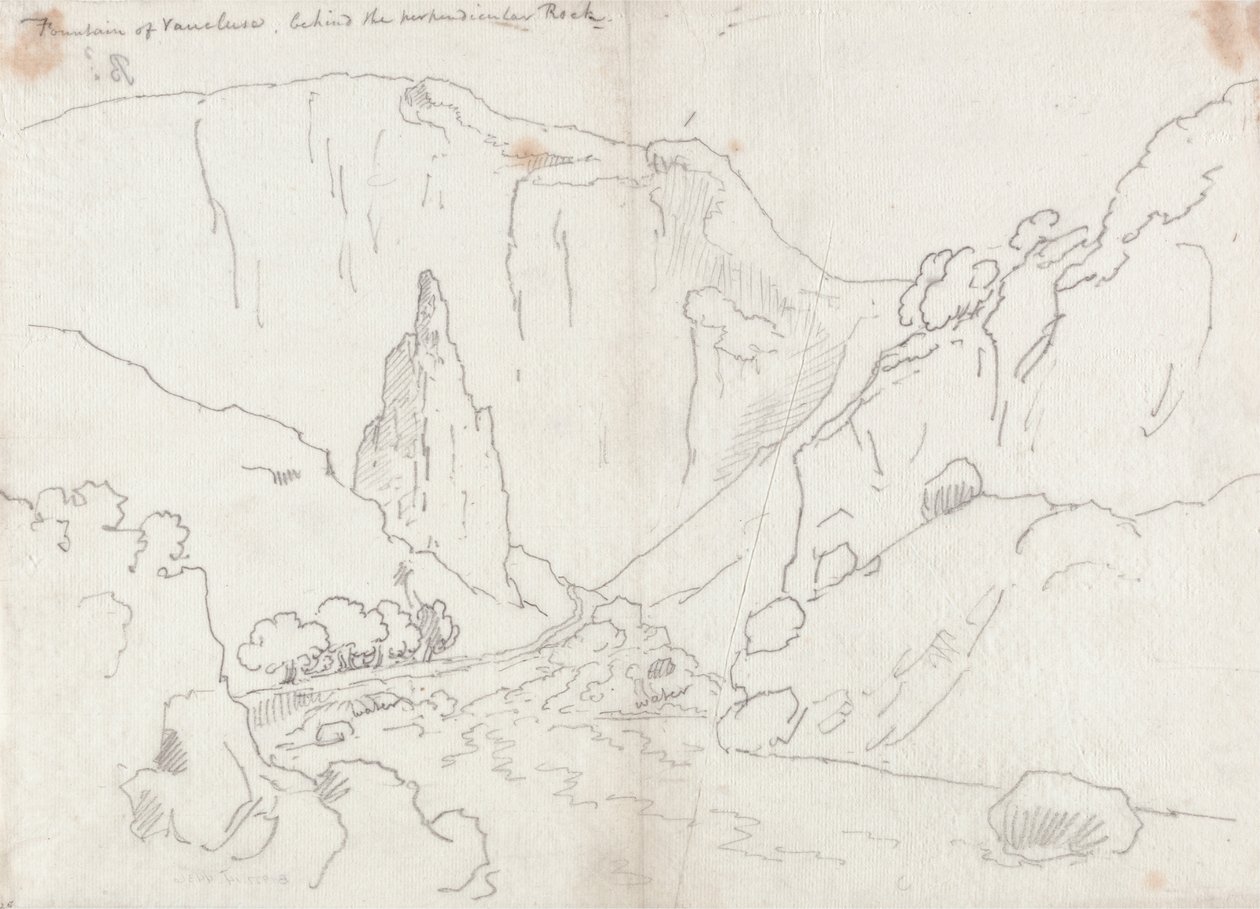 Vaucluseova fontána, za Kolmou skálou od John Robert Cozens