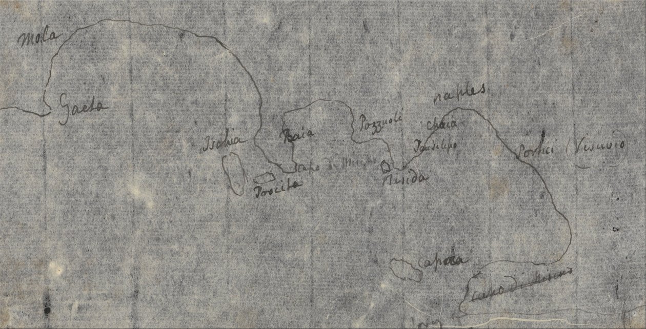 Mapa Neapolského zálivu od John Robert Cozens