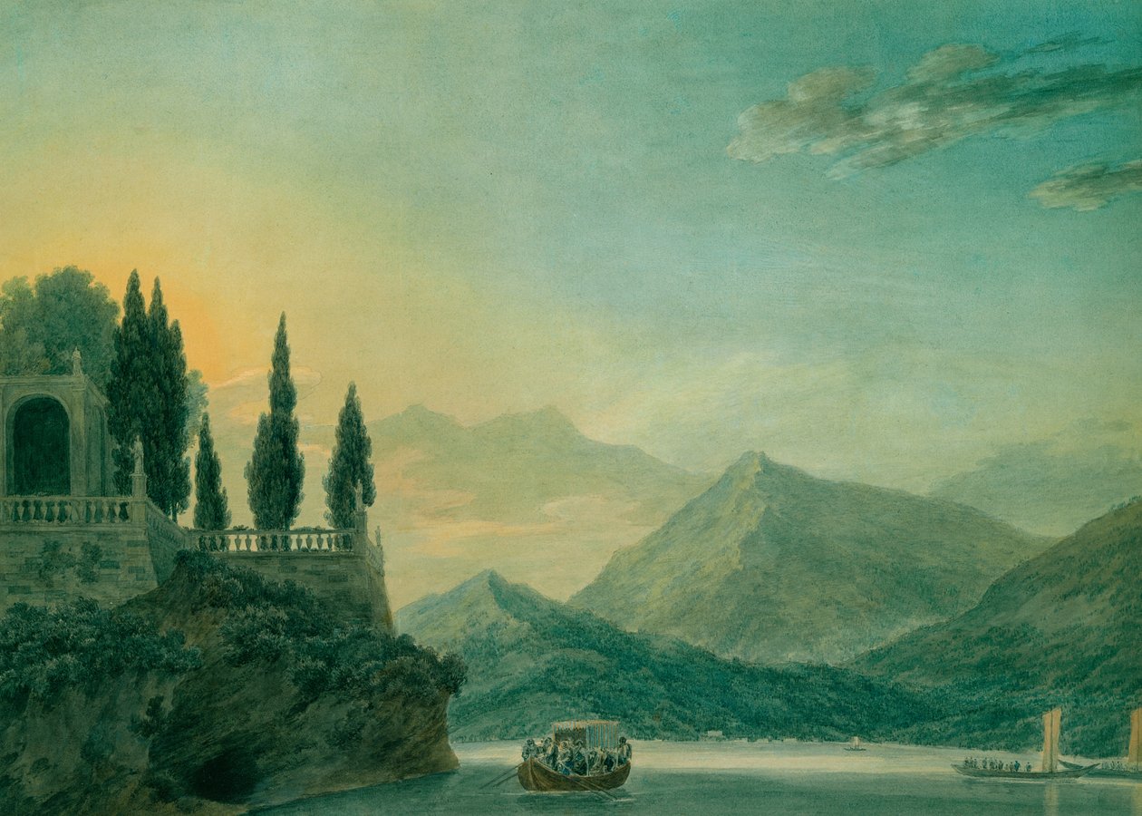 Isola Bella, jezero Maggiore, za soumraku od John Robert Cozens