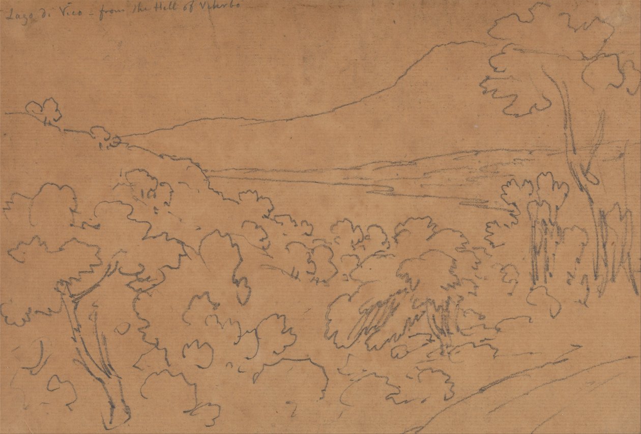 Lago di Vico z vrchu Viterbo od John Robert Cozens