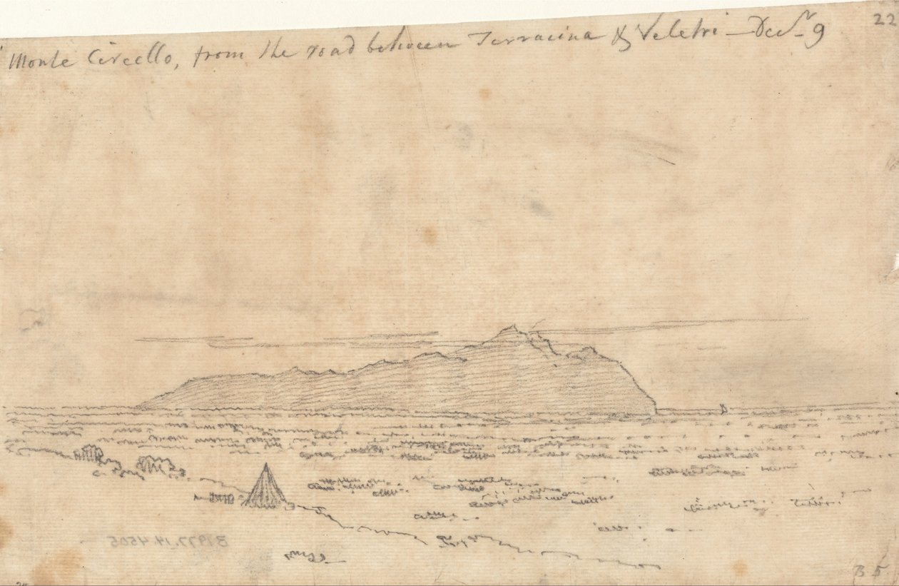 Monte Circeo ze silnice mezi Terracinou a Velletri od John Robert Cozens