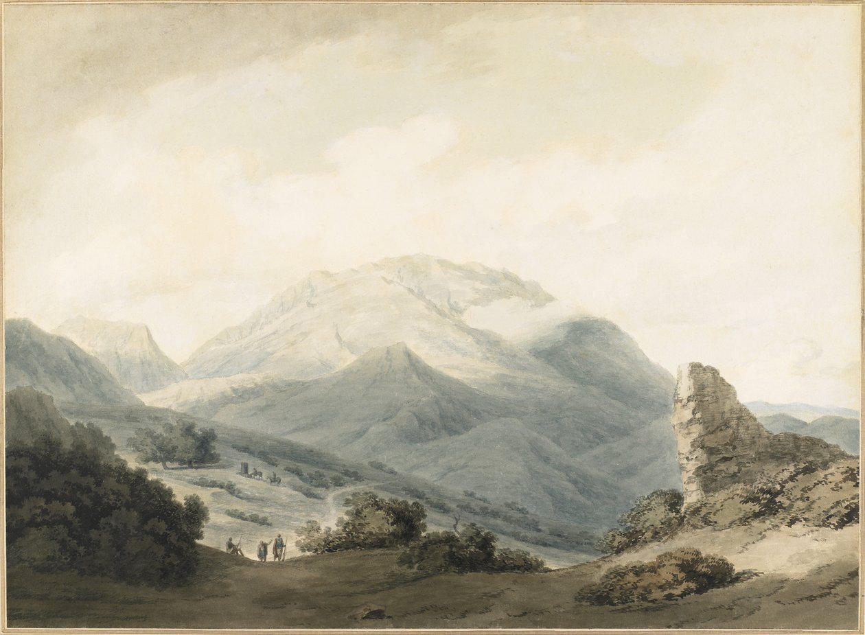 Hora Parnas z cesty mezi Livadií a Delphi, kolem roku 1790 od John Robert Cozens