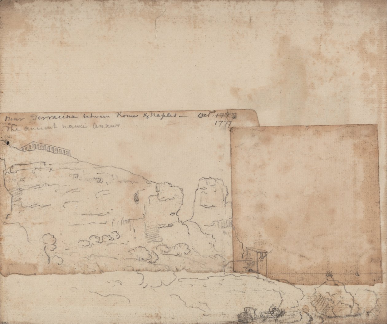 Blízko Terraciny mezi Římem a Neapolí, říjen 1777 od John Robert Cozens