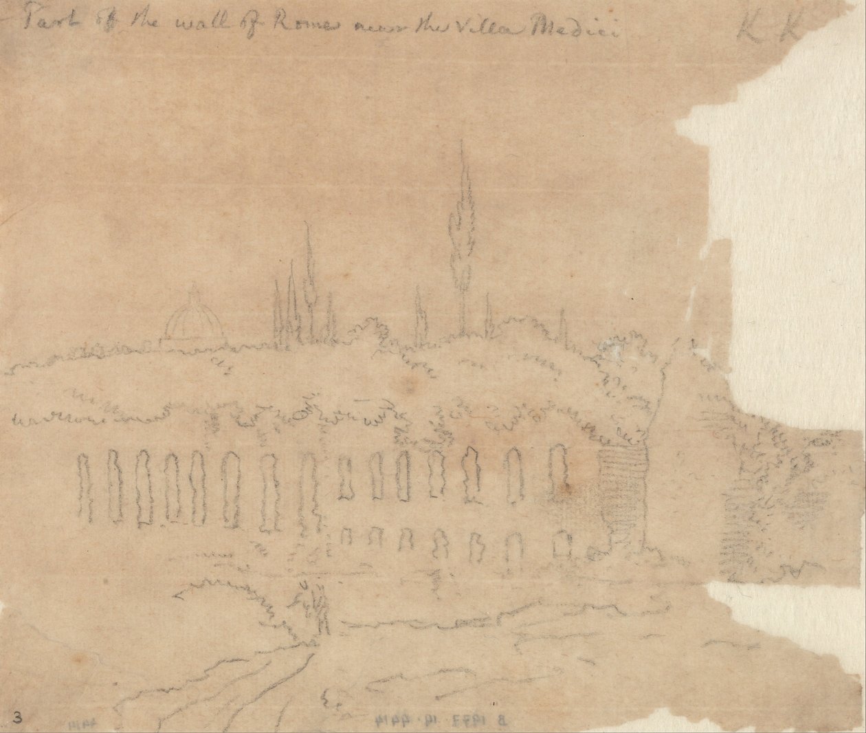 Část Římské zdi poblíž vily Medici od John Robert Cozens