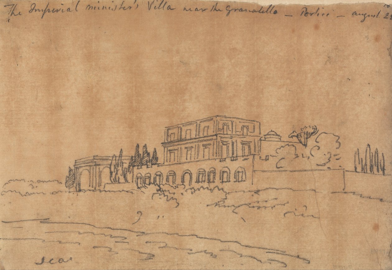 Villa Imperial Ministers poblíž Granabello, Portici, 28. srpna od John Robert Cozens