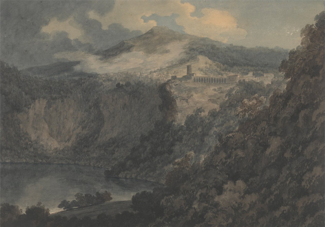 Jezero a město Nemi od John Robert Cozens