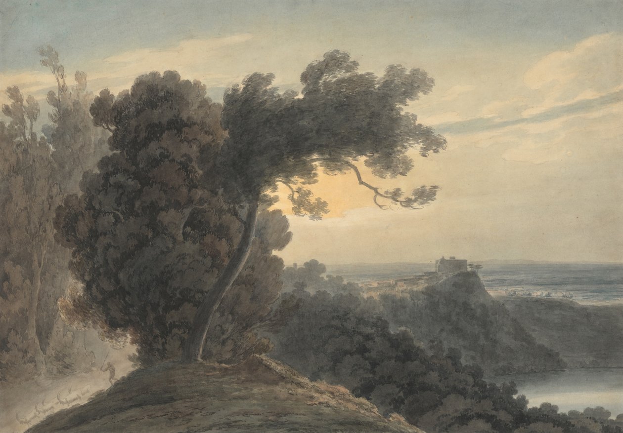 Jezero Albano a Castel Gandolfo od John Robert Cozens