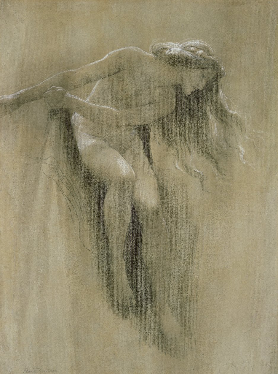 Studie ženského aktu (křída na papíře) od John Robert Dicksee