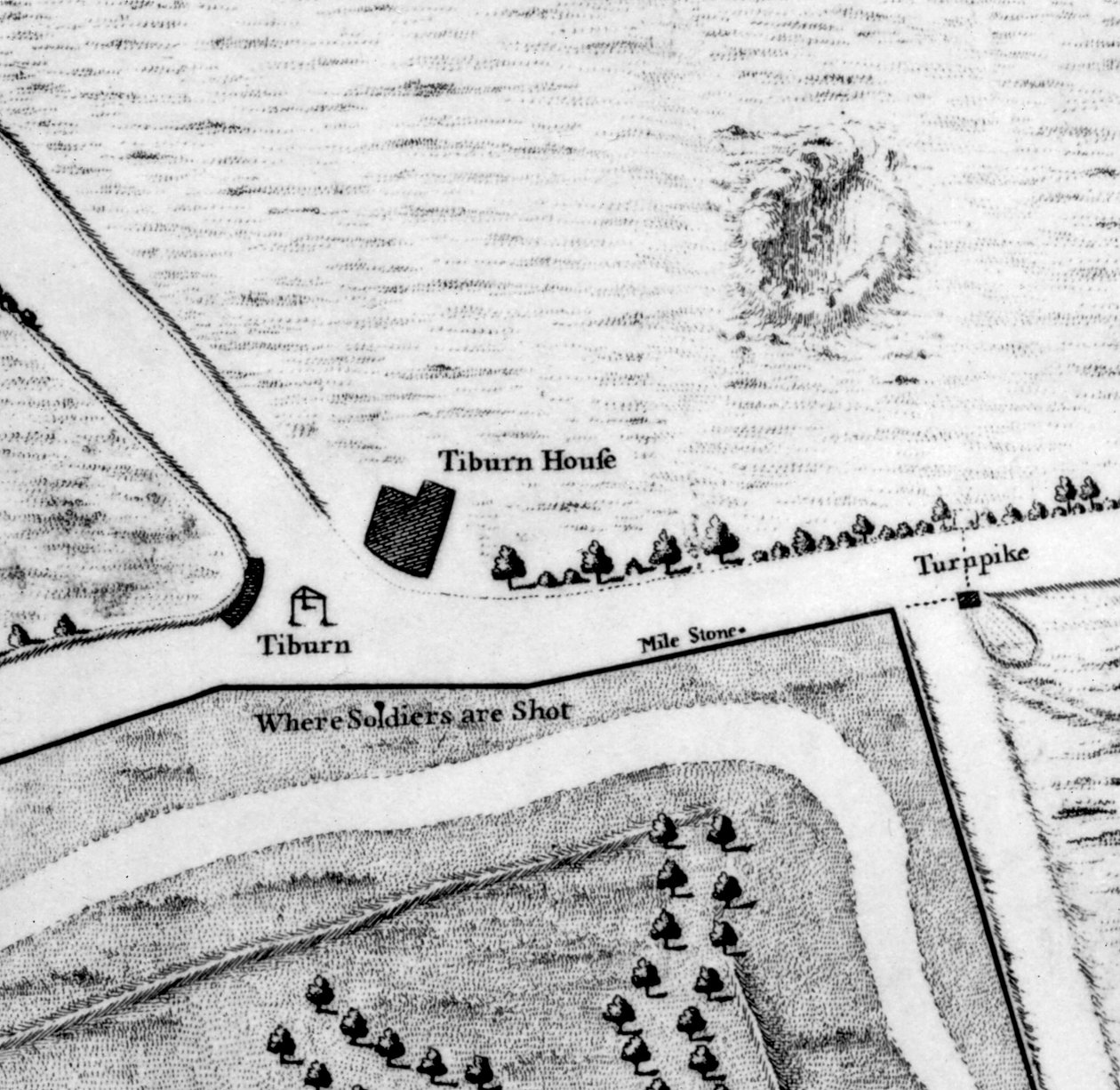 Mapa Tyburn, 1746 (rytina) (detail 438496) od John Rocque