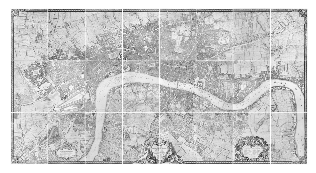 Plán měst Londýna a Westminsteru a čtvrti Southwark, 1746 od John Rocque