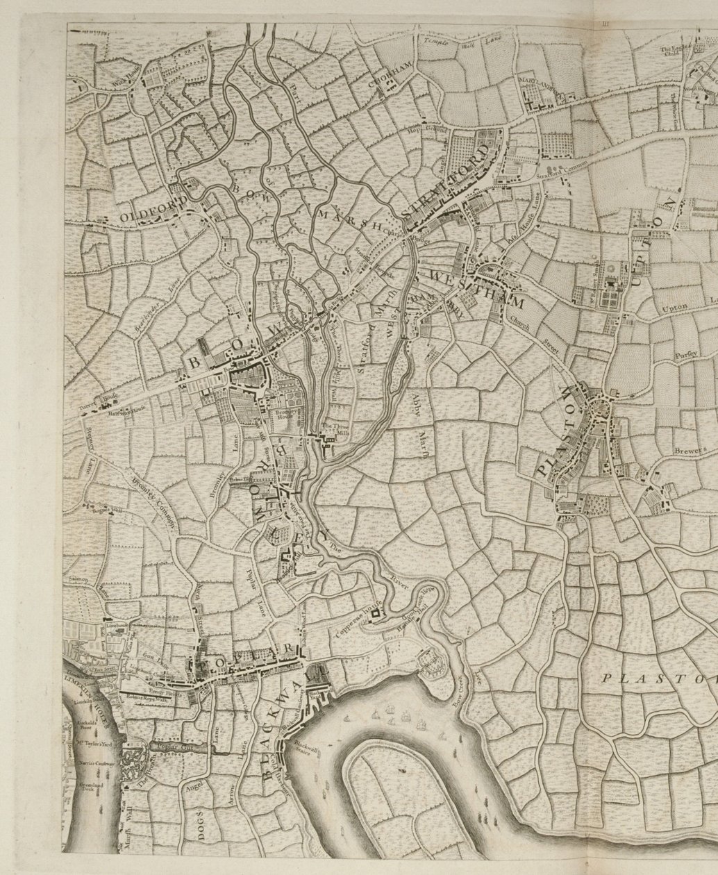 Stratford, Londýn, 1746 od John Rocque