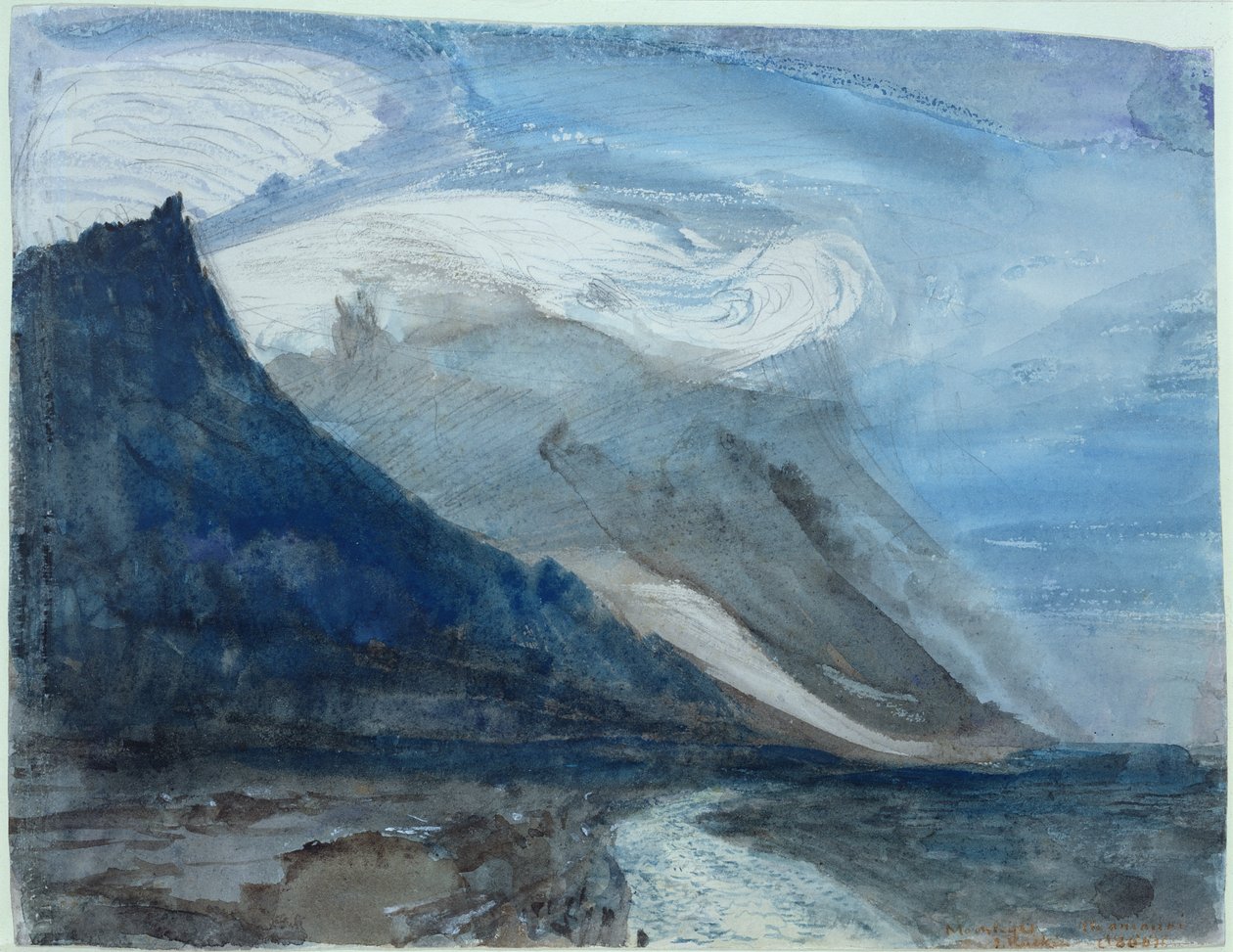 Moonlight, Chamonix, 1866 (wc a tužka na papíře) od John Ruskin