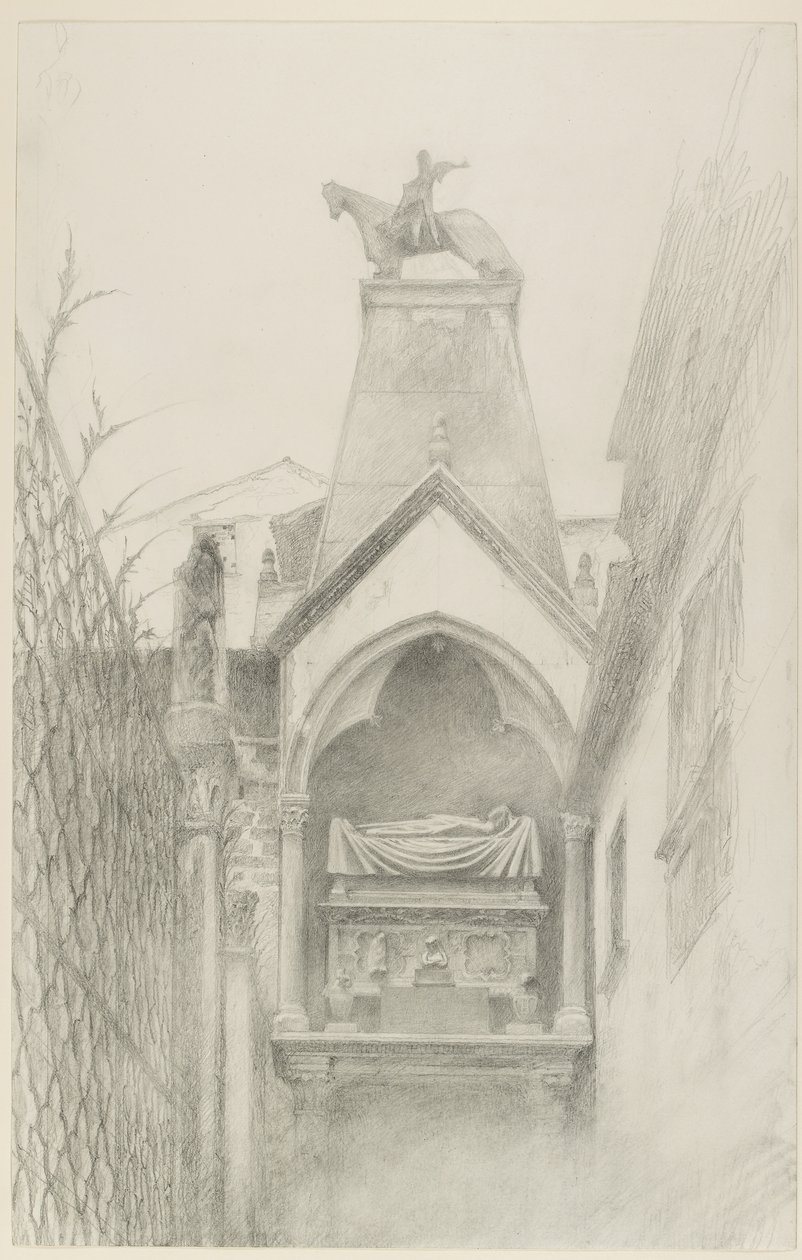 Studium hrobky Can Grande della Scala ve Veroně, květen - srpen 1869 (grafit na papíře) od John Ruskin