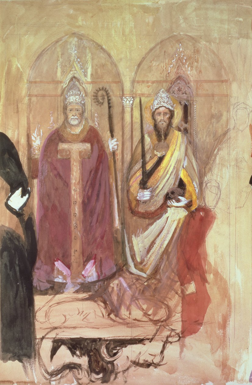 Papež a císař, freska ve španělské kapli, Santa Maria Novella, Florencie, 19. století od John Ruskin