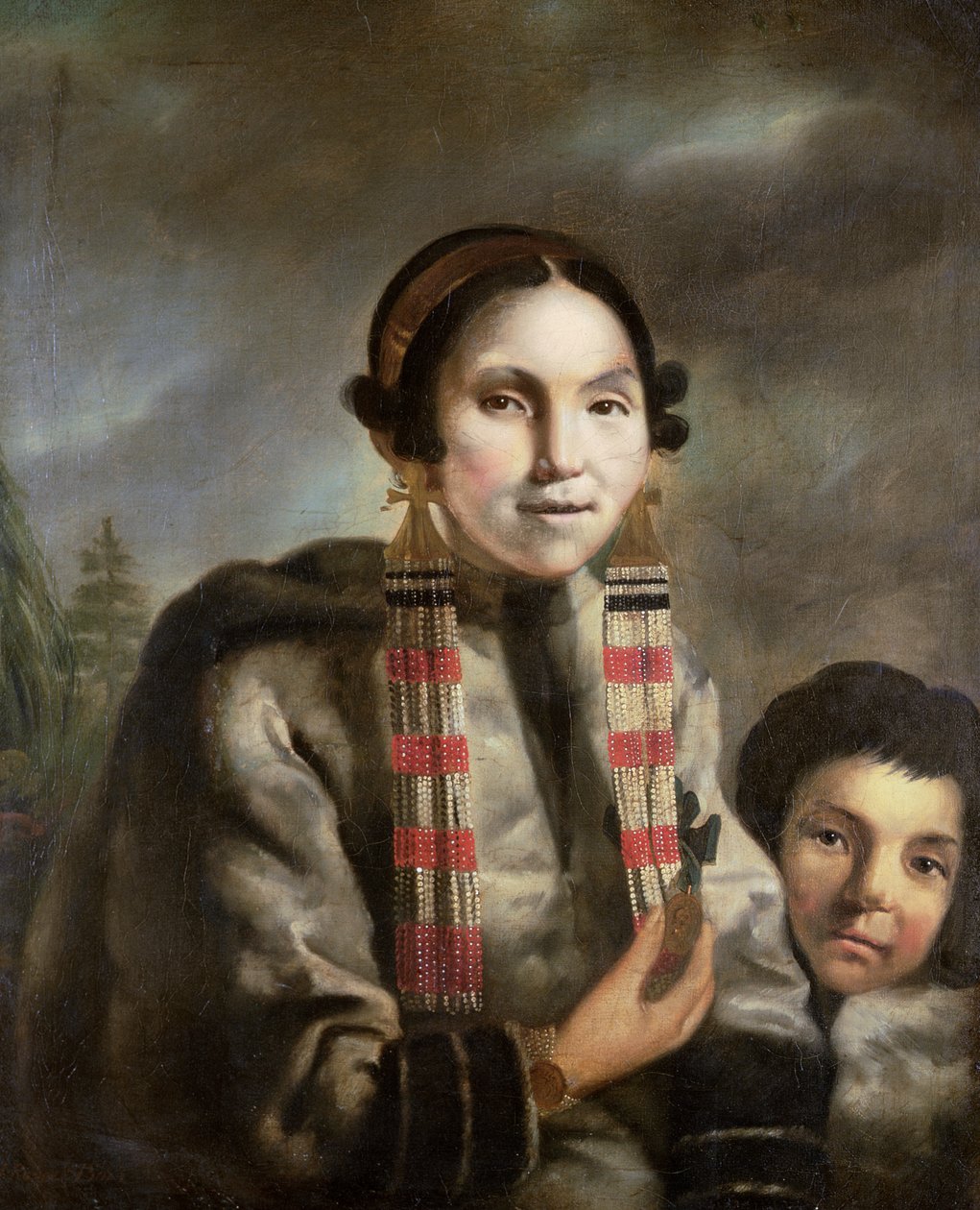 Portrét Micoc a jejího syna Tootaca, kolem roku 1769 od John Russell