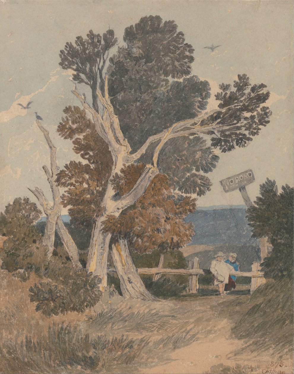 Skupina stromů u plotu od John Sell Cotman