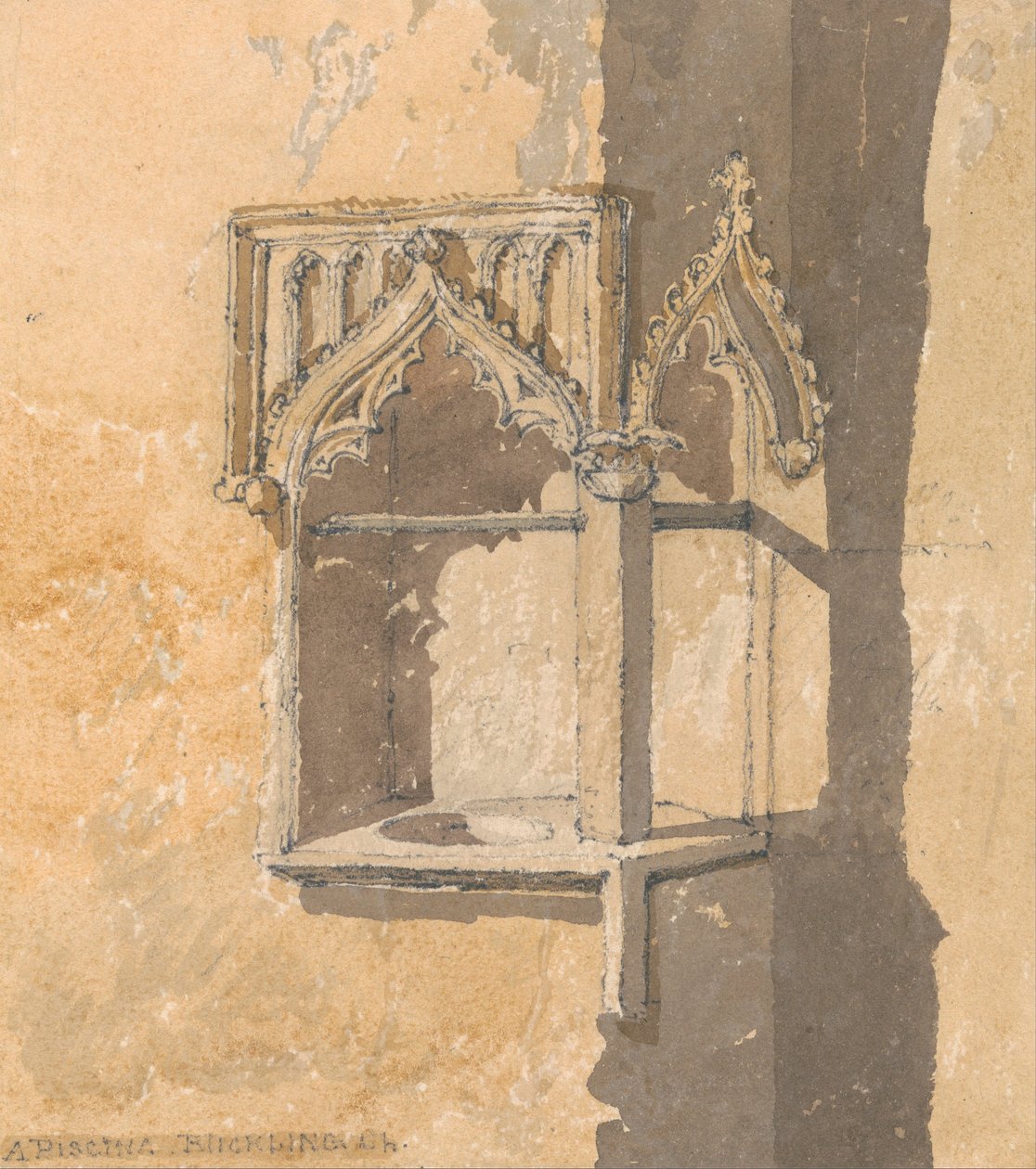 Piscina v kostele Blickling, Norfolk od John Sell Cotman