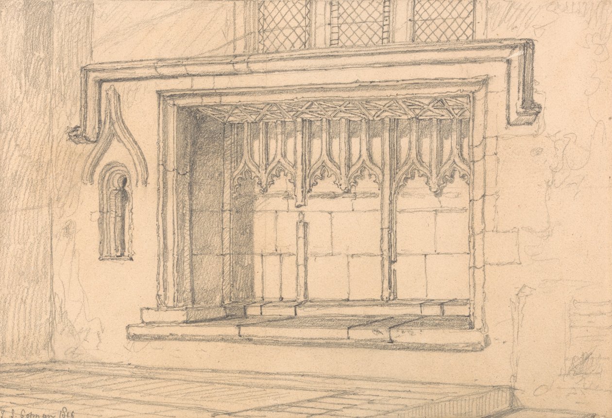 Sedilia v Upwell Church, Norfolk od John Sell Cotman