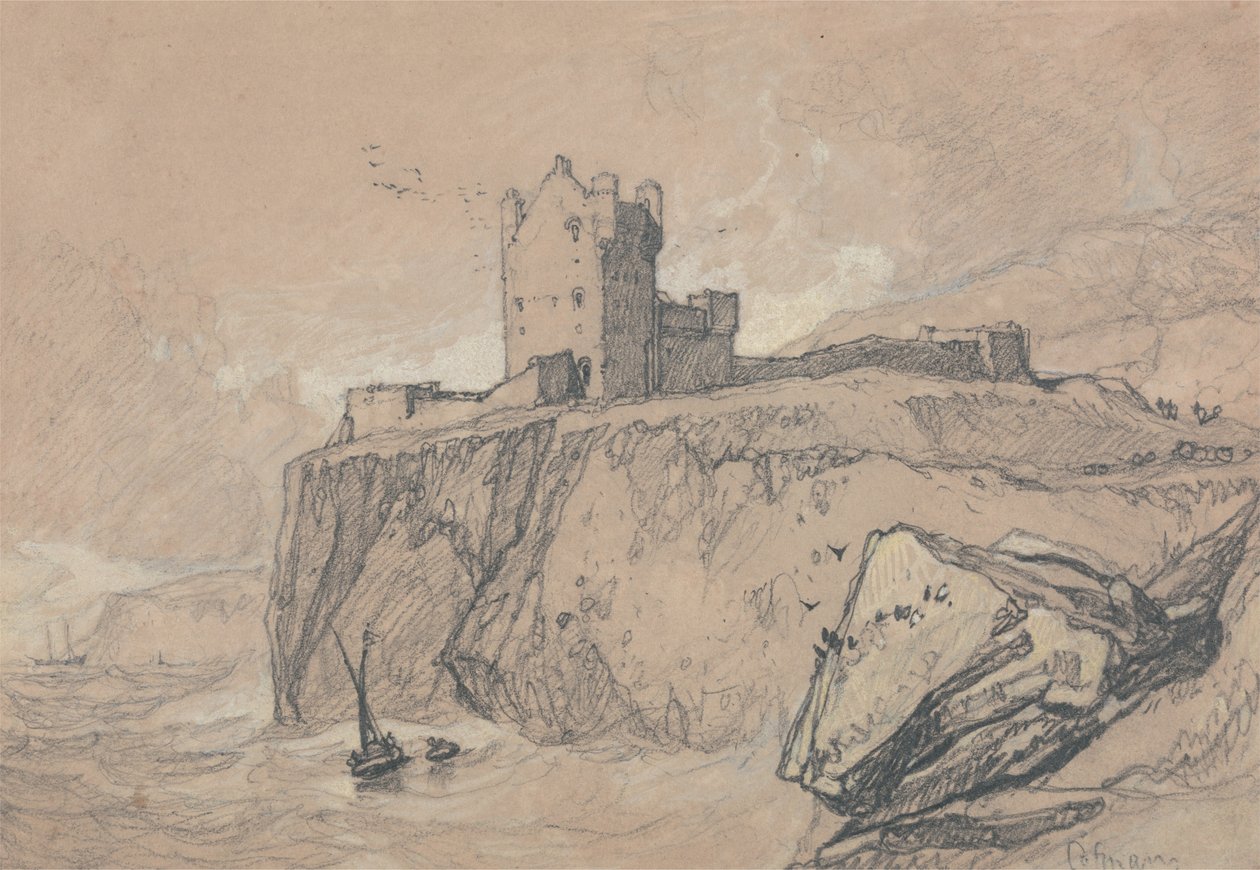 Hrad Bamborough, Northumberland od John Sell Cotman
