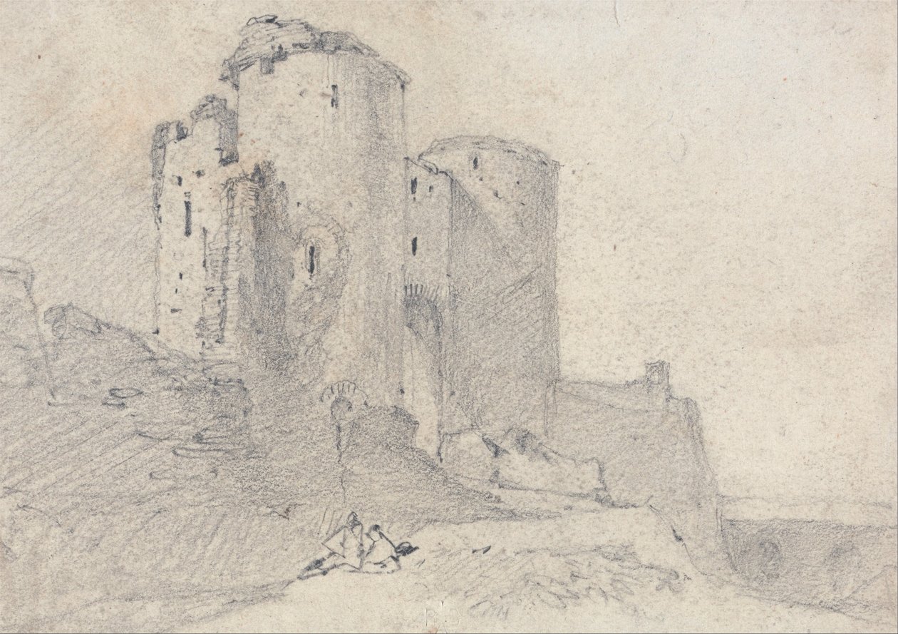 Beeston Castle, Cheshire- vchod do hradu od John Sell Cotman