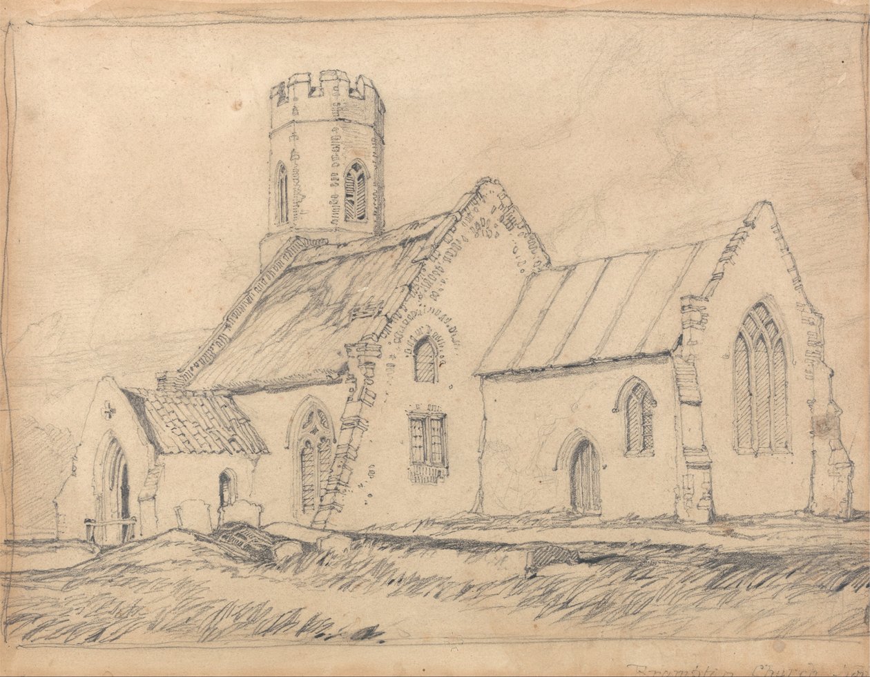 Brampton Church, Norfolk, z jihovýchodu od John Sell Cotman