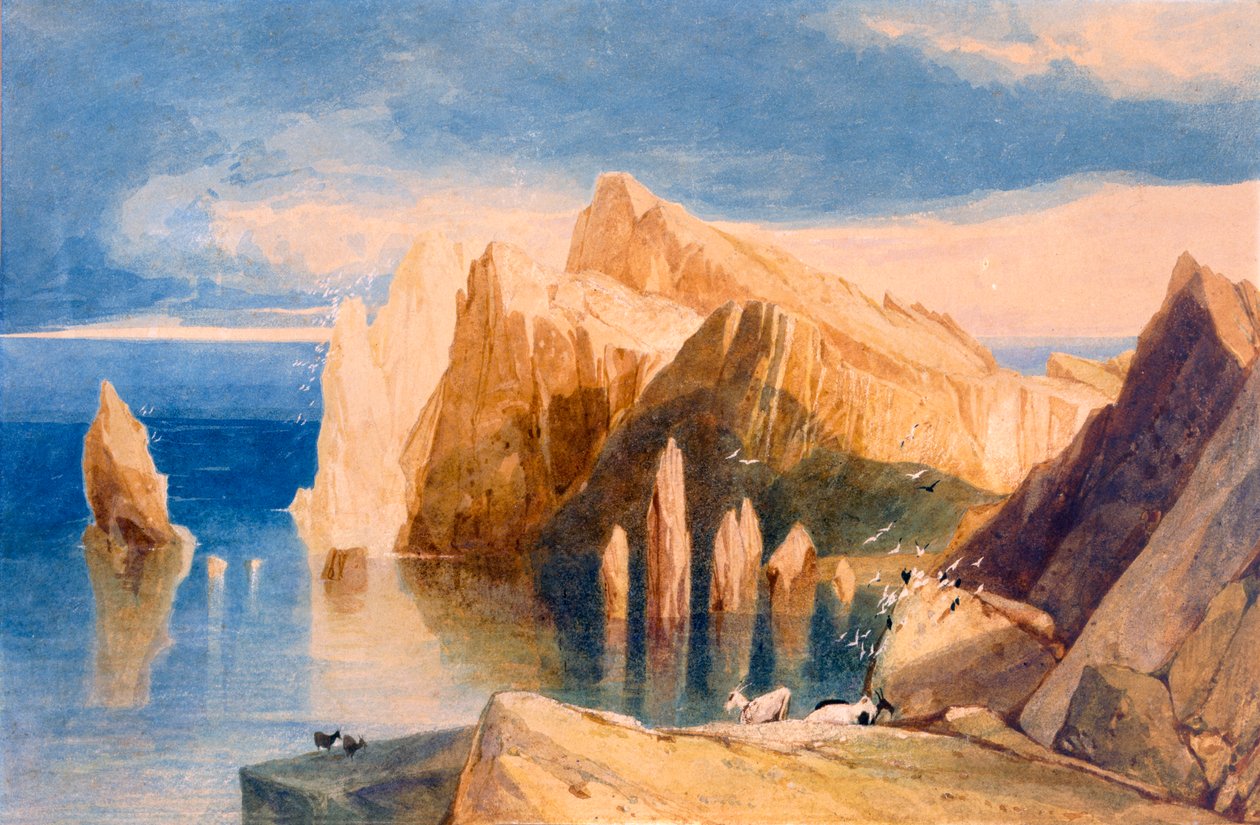 Útesy na severovýchodní straně Point Lorenzo, Madeira od John Sell Cotman
