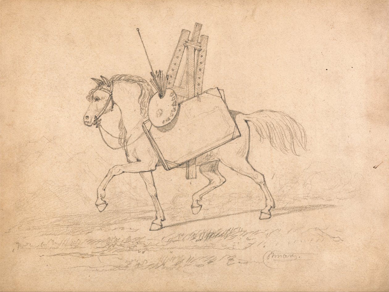Kůň nabitý umělcovým příslušenstvím od John Sell Cotman
