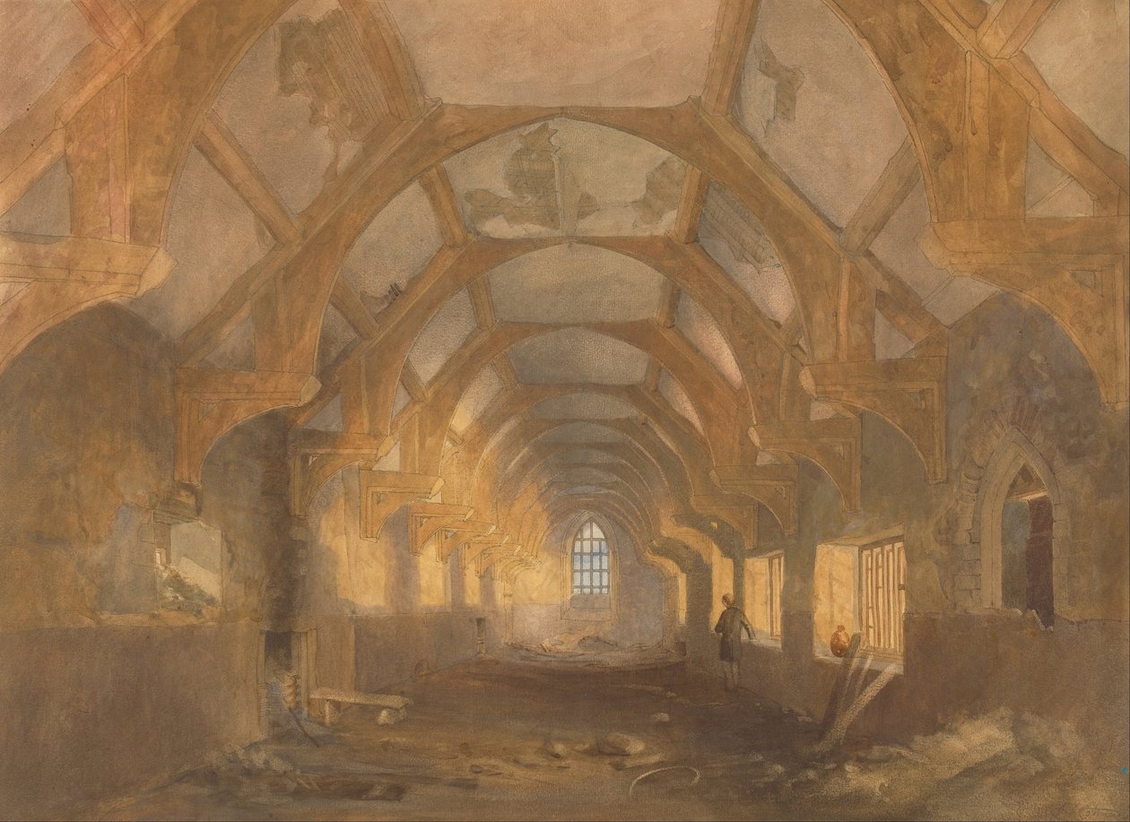 Interiér koleje Ipswichských blackfriarů na konci okupačního období Ipswichem ... od John Sell Cotman
