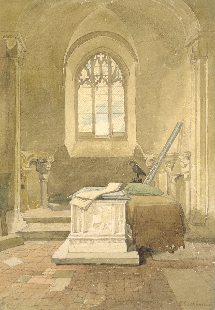 Jesus Chapel, Norwich Cathedral, c.1807 (wc a černé olovo na papíře) od John Sell Cotman