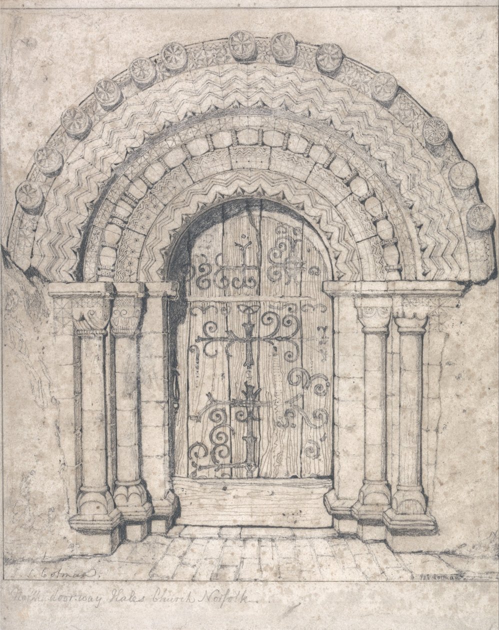 North Doorway of Hales Church, Norfolk od John Sell Cotman