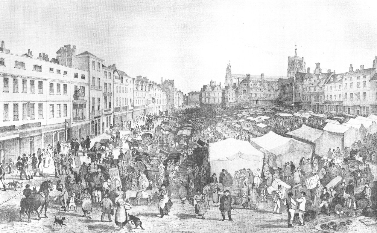 Norwich Market Place, John Sell Cotman, litograf H. Ninham od John Sell Cotman