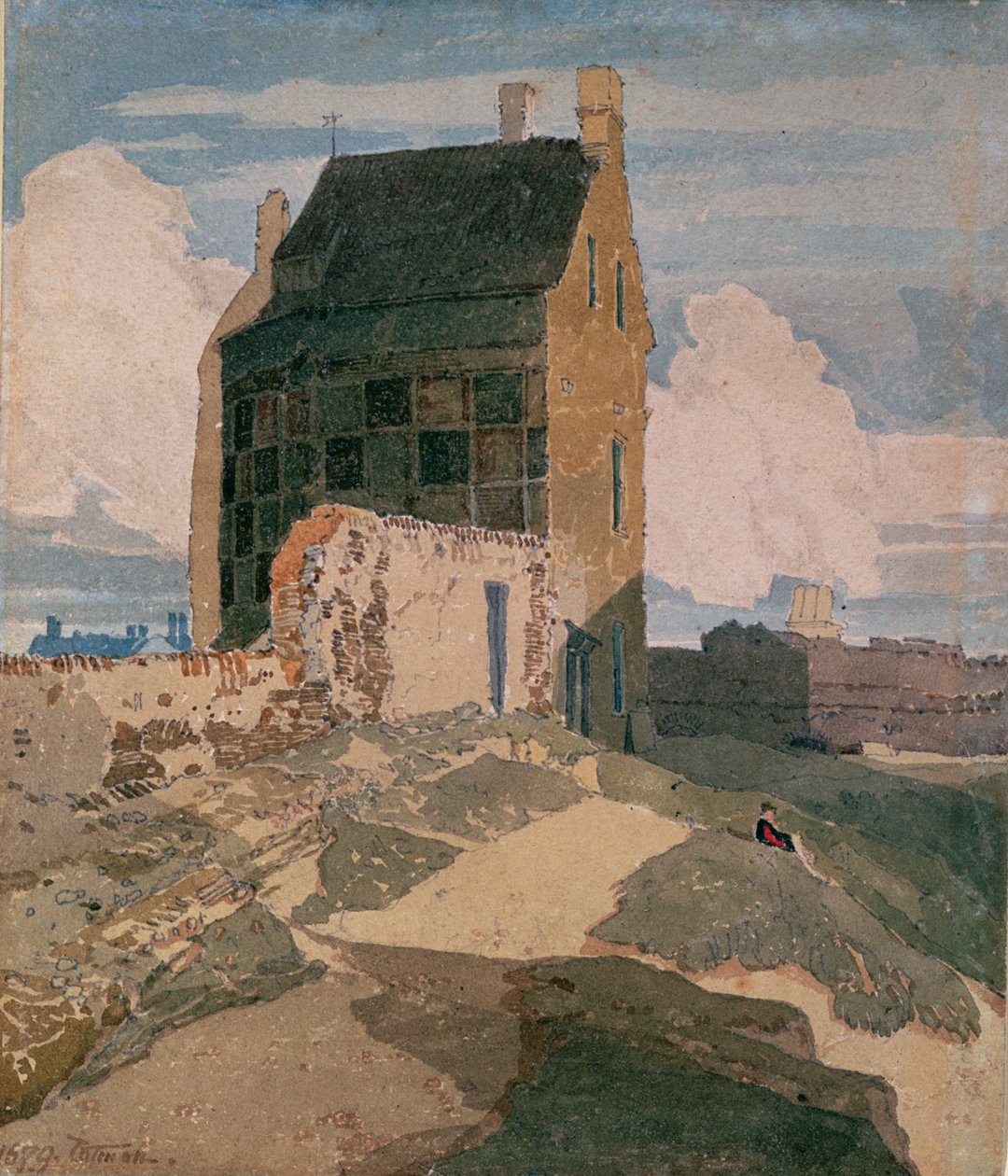 Na hradbách, Velký Yarmouth, kolem roku 1812 od John Sell Cotman