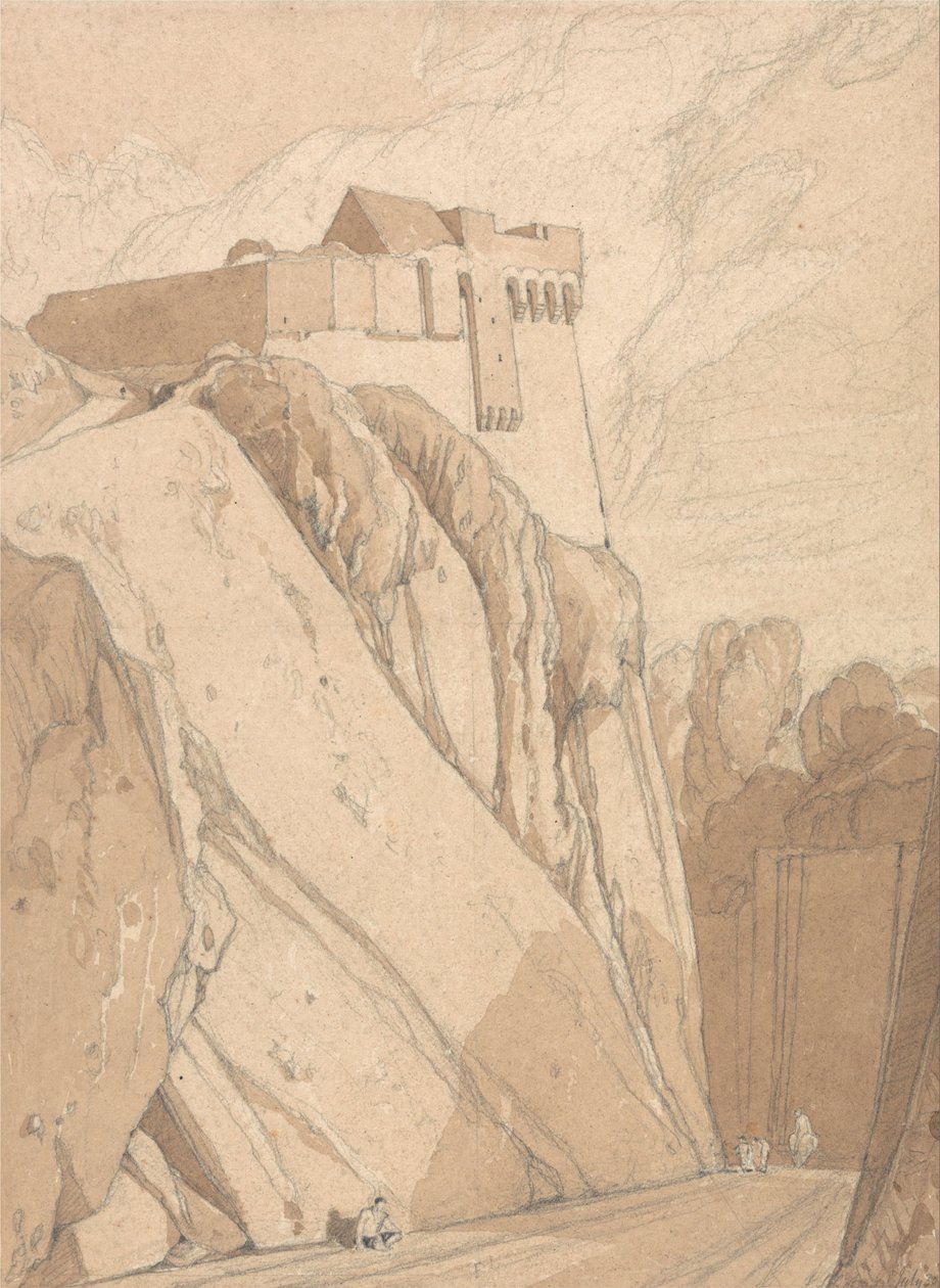Část starého opevnění v Saint Lo, Normandie od John Sell Cotman